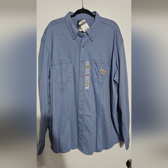 Carhartt Force Flame Resistance Long Sleeve Shirt Blue Mens Size 2XL NWT - Picture 1 of 4